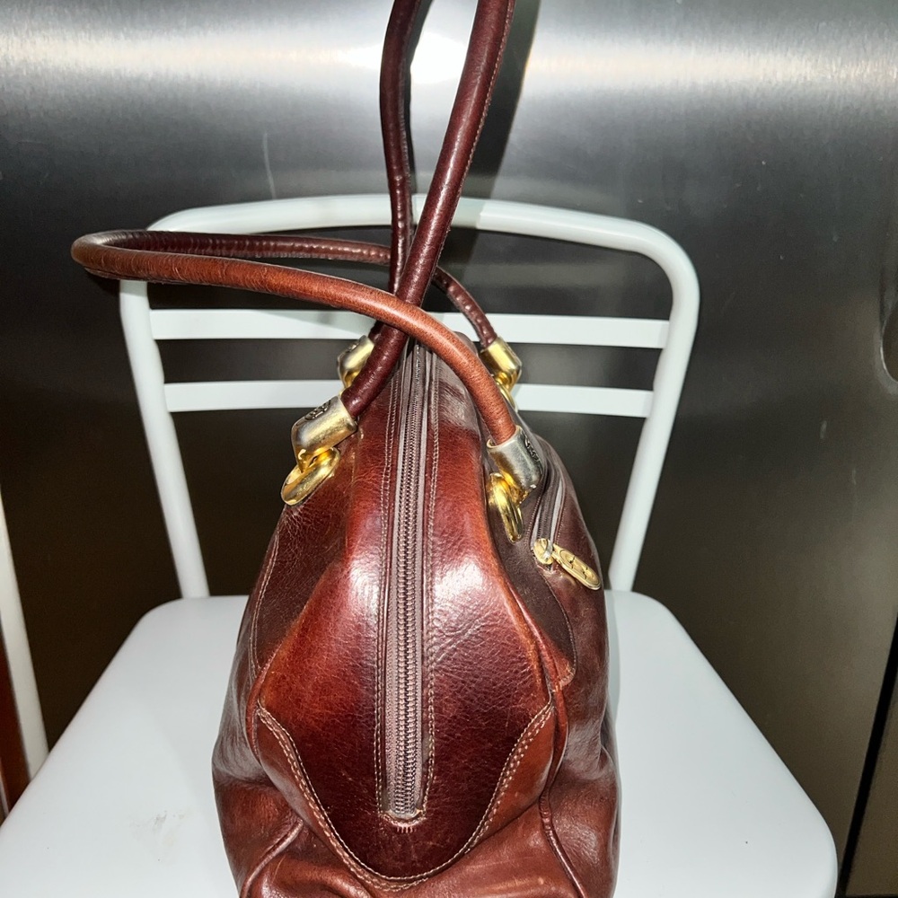 Vtg Marino Orlandi Rich Brown Leather Shoulder Bag, Designed and Made in Italy - Picture 4 of 5